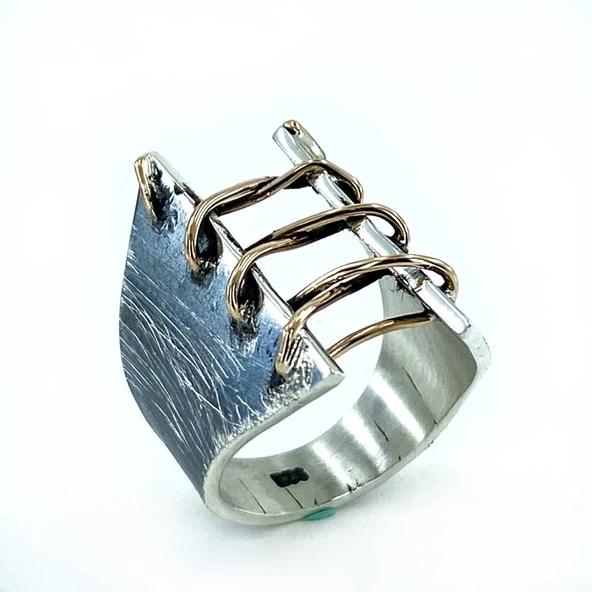 El Üretim Dikiş Özel Tasarım Marjinal Otantik 925 Gümüş Yüzük ürün görseli