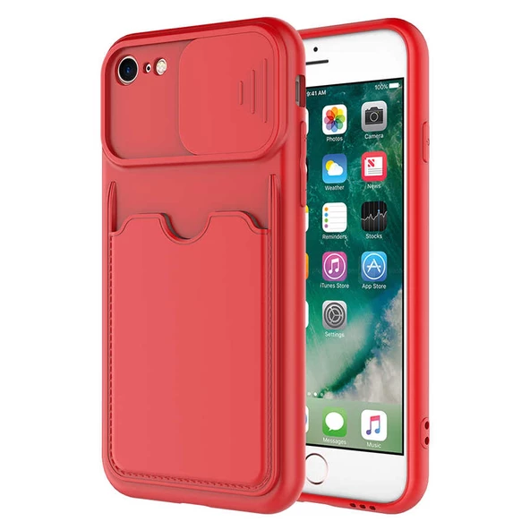 Apple iPhone 7 Kılıf ​Zore Kartix Kartlık Bölmeli Kılıf - Resim 6