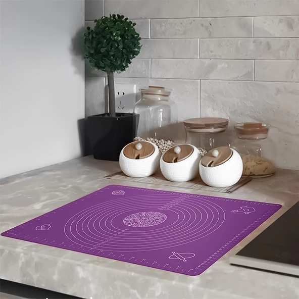 Hometarz Silikon Pizza Hamuru Açma Matı Detaylı Ölçülü 30x40 - 8