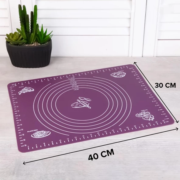 Hometarz Silikon Pizza Hamuru Açma Matı Detaylı Ölçülü 30x40 - 6