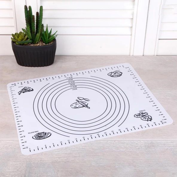 Hometarz Silikon Pizza Hamuru Açma Matı Detaylı Ölçülü 30x40 - 3