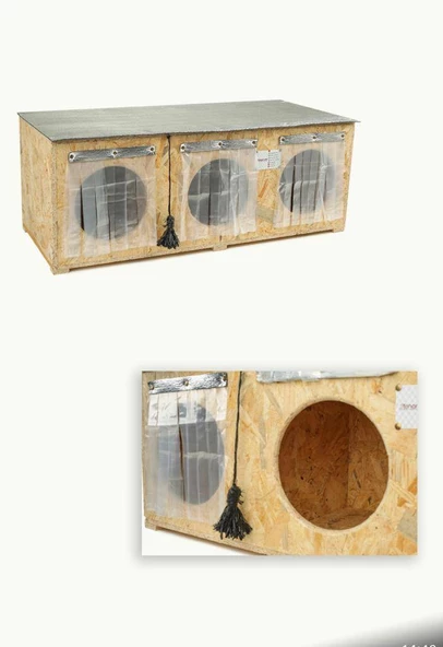 DEMONTE-Dış & İç Mekan Ahşap Kedi Yuvası Ölçüleri: 90x35x40 - 3