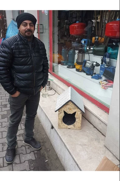 Dış & İç Mekan Ahşap Kedi Yuvası Ölçüleri: 35x40x40 - 2