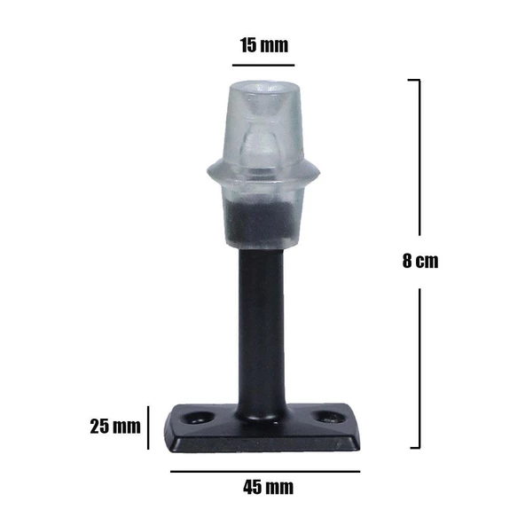 Kapı Stoperi Tamponu Durdurucu Tutucu Mat Siyah 8 cm Metal Kapı Stopu Silikonlu (5 ADET) - 3