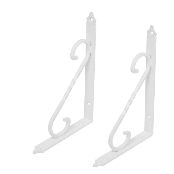2 Adet Ferforje Raf Altı Ayak Dekoratif Raf Tutucu Beyaz EBAT SEÇİNİZ - 12