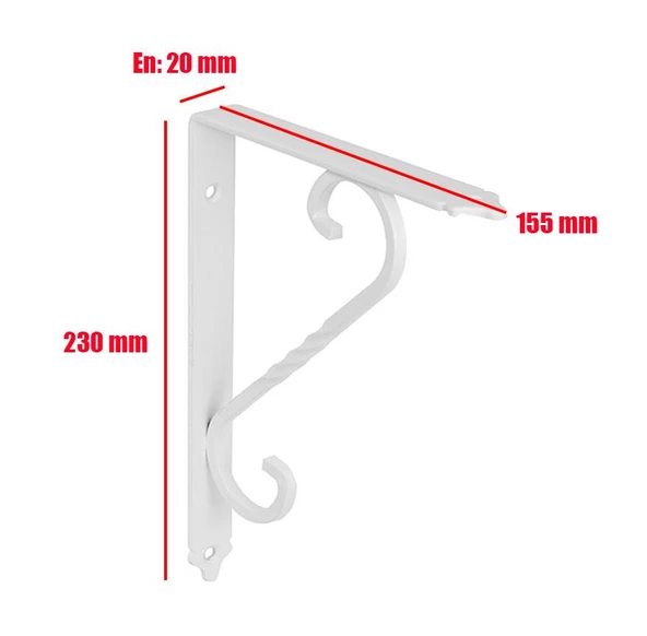 2 Adet Ferforje Raf Altı Ayak Dekoratif Raf Tutucu Beyaz EBAT SEÇİNİZ - 9