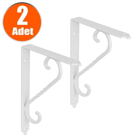 2 Adet Ferforje Raf Altı Ayak Dekoratif Raf Tutucu Beyaz EBAT SEÇİNİZ - 6