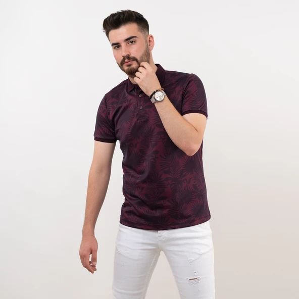 POLO YAKA SLİMFİT DESENLİ ERKEK T-SHİRT - 8