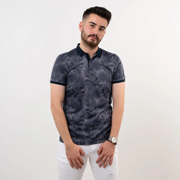 POLO YAKA SLİMFİT DESENLİ ERKEK T-SHİRT - 11