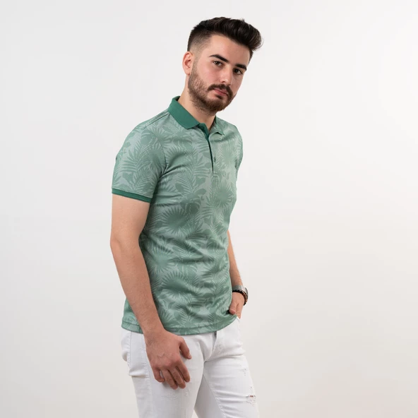 POLO YAKA SLİMFİT DESENLİ ERKEK T-SHİRT - 4