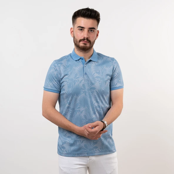 POLO YAKA SLİMFİT DESENLİ ERKEK T-SHİRT - 5