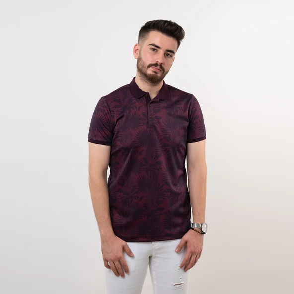 POLO YAKA SLİMFİT DESENLİ ERKEK T-SHİRT - 9