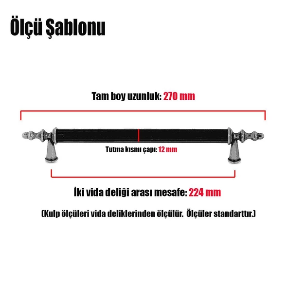 Ovacık Çekmece Dolap Kapak Kulpu Kulbu Lüks Metal Çizgili Kulp 224 mm - 4