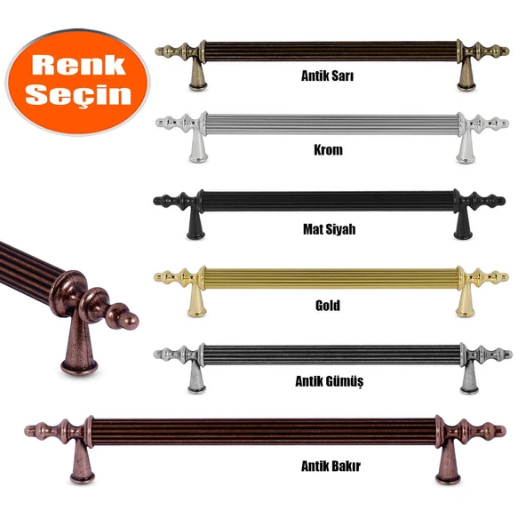 Ovacık Çekmece Dolap Kapak Kulpu Kulbu Lüks Metal Çizgili Kulp 224 mm