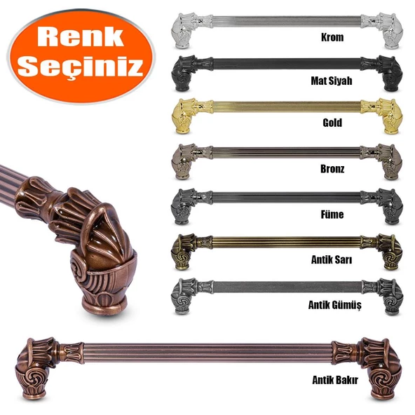 Alyans Çizgili Çekmece Dolap Kapak Kulpu Kulbu 224 mm Rustik Metal Kulp