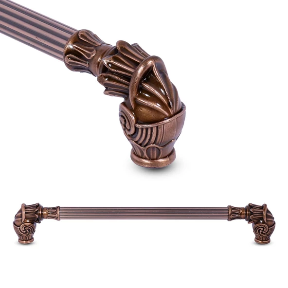 Alyans Çizgili Çekmece Dolap Kapak Kulpu Kulbu 224 mm Rustik Metal Kulp - Resim 2