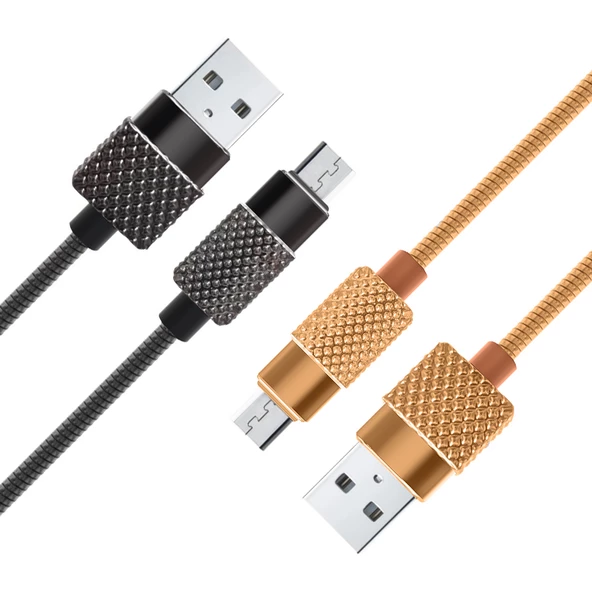 Powermaster 2372 Micro USB Metal Şarj ve Data Kablosu 1mt 3A