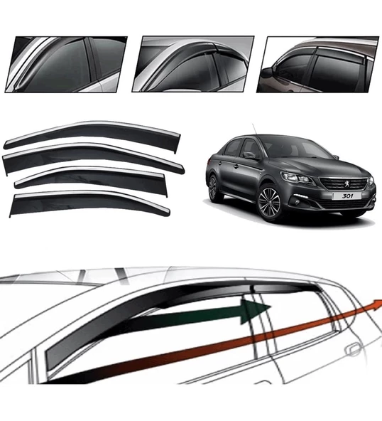 Peugeot 301 2012 Kromlu Cam Rüzgarlığı 4 Lü