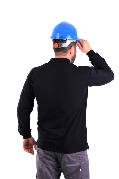 ESERIS - Polo Yaka Uzun Kol Pike Tişört - Lacivert - Cepli - 2