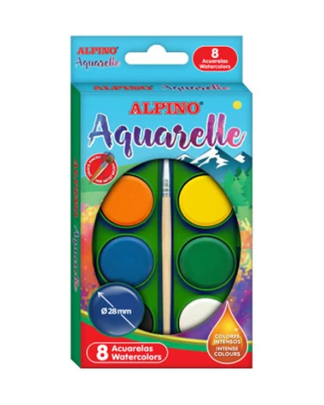 Alpino Aquarelle 8 Renk Sulu Boya Seti (28 mm)