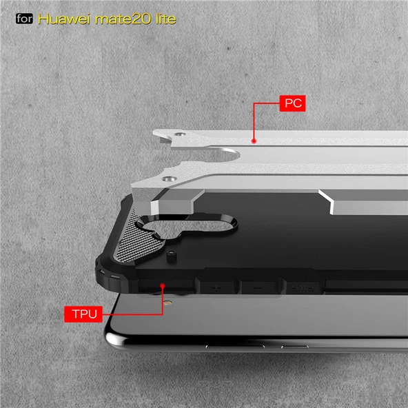 Huawei Mate 20 Lite Kılıf Zırhlı Tam Korumalı Silikon Tank Kapak - 8