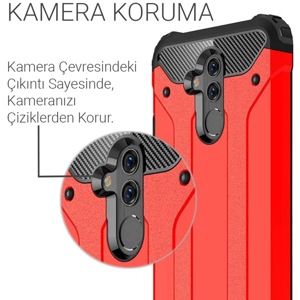 Huawei Mate 20 Lite Kılıf Zırhlı Tam Korumalı Silikon Tank Kapak - 10