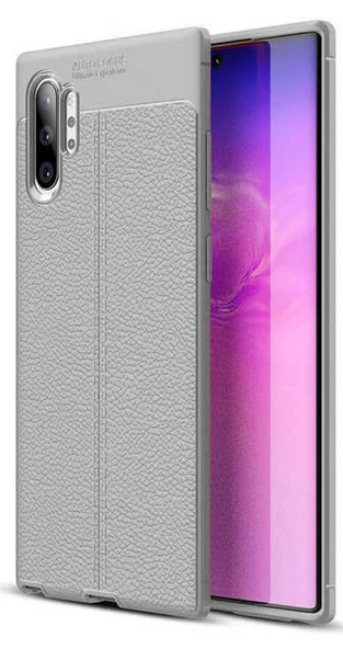 Samsung Galaxy Note 10 Plus Kılıf Deri Görünüm Sert Karbon Kapak - 2
