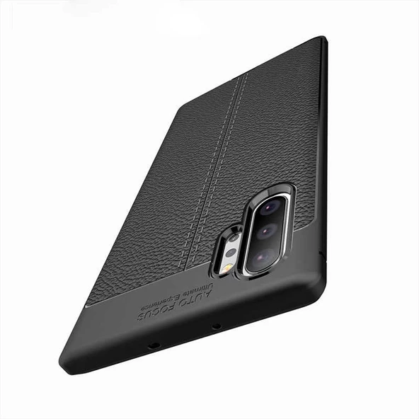 Samsung Galaxy Note 10 Plus Kılıf Deri Görünüm Sert Karbon Kapak - 11