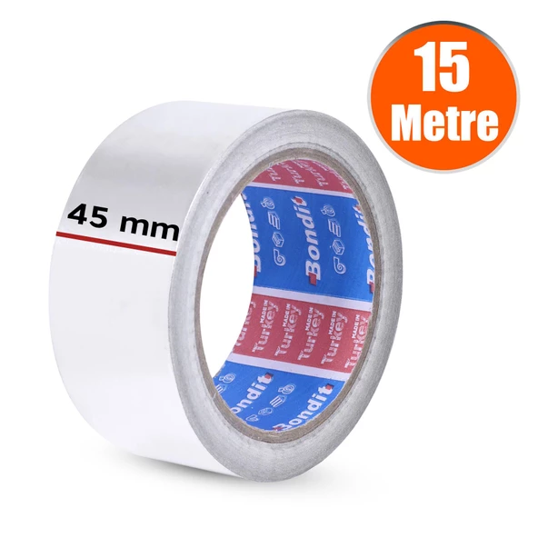 Alüminyum Folyo Bant 45 mm x 15 Metre Yanmaz Soba Borusu Bandı - 2