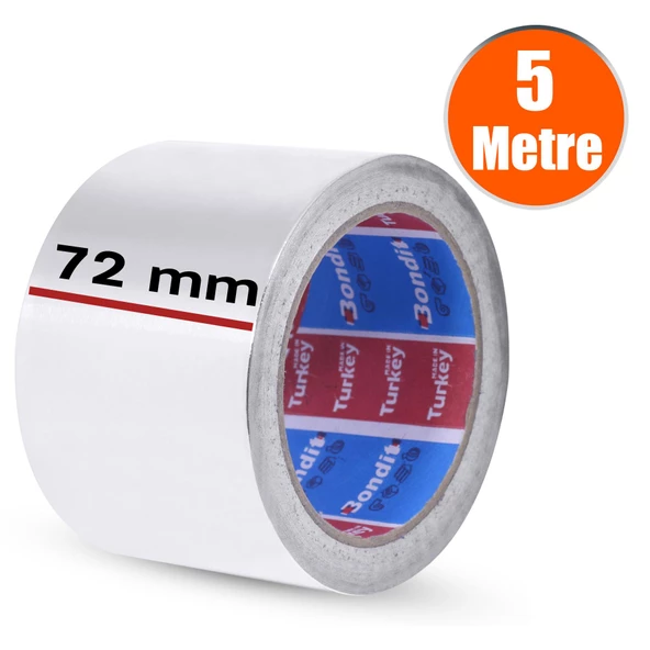 Alüminyum Folyo Bant 72 mm x 5 Metre Yanmaz Soba Borusu Bandı - 2