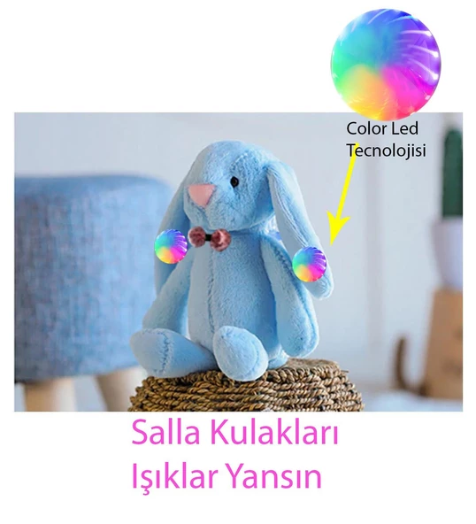 LED IŞIKLI, Uyku Arkadaşı Uzun Kulak Bunny Peluş Tavşan 65cm - 11