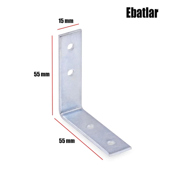 Mobilya Eşya Dolap Deprem Sabitleyici Köşebent Bağlantı Aparatı L Demiri Gönye 55x55x15 Mm (5 ADET) - 2
