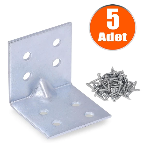 Mobilya Eşya Dolap Deprem Sabitleyici Köşebent Bağlantı Aparatı L Demiri Gönye 40x40x40 Mm (5 ADET)