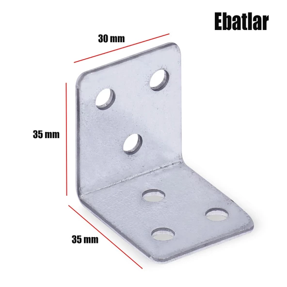 Mobilya Eşya Dolap Deprem Sabitleyici Köşebent Bağlantı Aparatı L Demiri Gönye 35x35x30 Mm (5 ADET) - 2