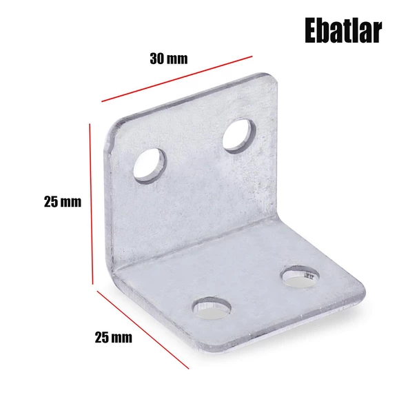 Mobilya Eşya Dolap Deprem Sabitleyici Köşebent Bağlantı Aparatı L Demiri Gönye 25x25x30 Mm (5 ADET) - 2