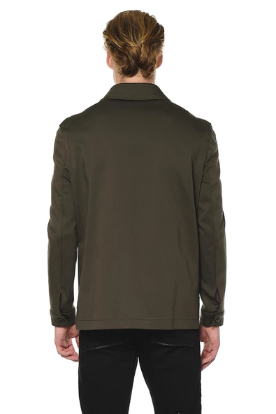 Erkek Yakalı Çok Cepli Düz Renk Ceket Gömlek - 11