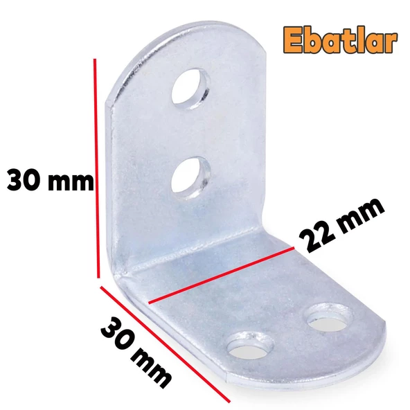 Mobilya Eşya Dolap Deprem Sabitleyici Köşebent Bağlantı Aparatı L Demiri Gönye 30x30x22 Mm (10 ADET) - 2