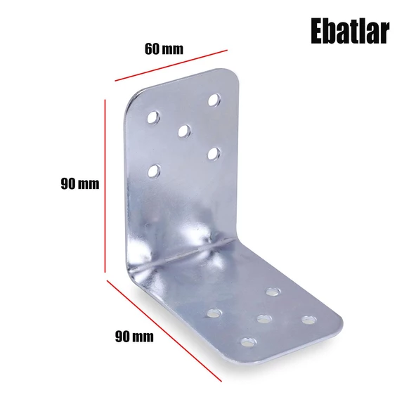 Mobilya Eşya Dolap Sabitleyici Köşebent Bağlantı L Demir Gönye Deprem Güvenliği 90x90x60 Mm (10 ADET) - Resim 2