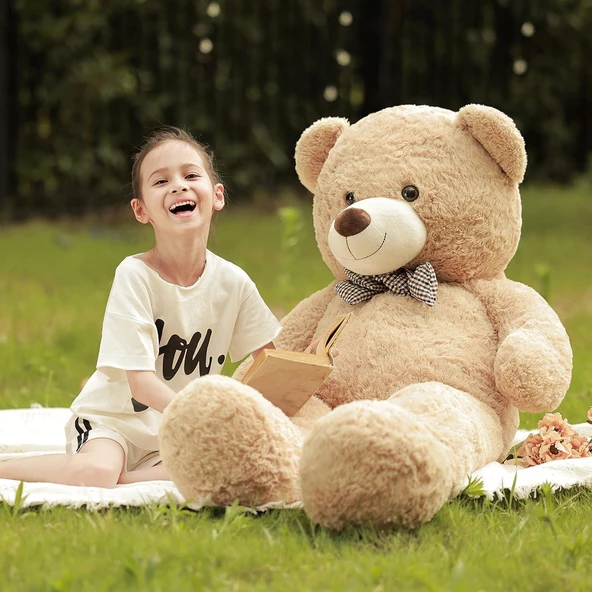 % 100 YERLİ - Papyonlu Sevimli Büyük Peluş Ayıcık, 130 cm - 12