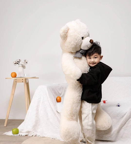 % 100 YERLİ - Papyonlu Sevimli Büyük Peluş Ayıcık, 130 cm - 4