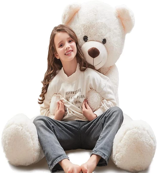 % 100 YERLİ - Papyonlu Sevimli Büyük Peluş Ayıcık, 130 cm - 3