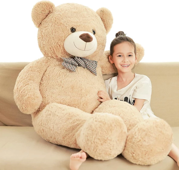 % 100 YERLİ - Papyonlu Sevimli Büyük Peluş Ayıcık, 130 cm - 10