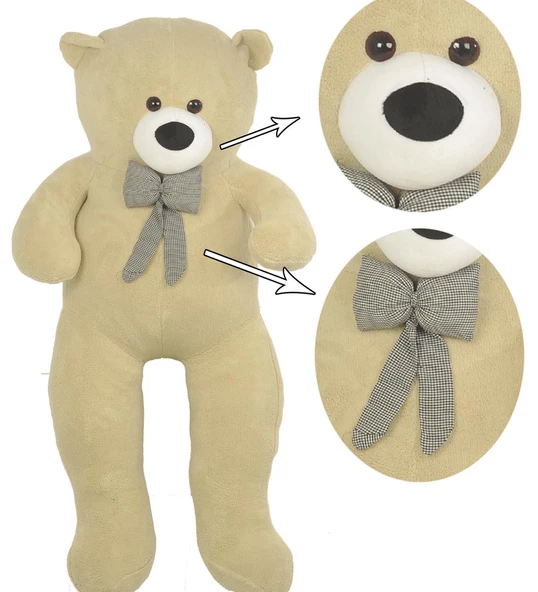 % 100 YERLİ - Papyonlu Sevimli Büyük Peluş Ayıcık, 130 cm - 7