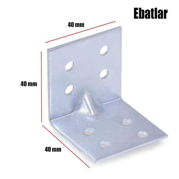 Mobilya Eşya Dolap Deprem Sabitleyici Köşebent Bağlantı Aparatı L Demiri Gönye 40x40x40 Mm (25 ADET) - 2