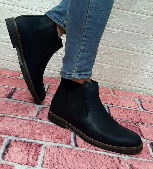 Voyager 3502 Lacivert Hakiki Deri Bilekte Bağcaksız Erkek Bot - Resim 3