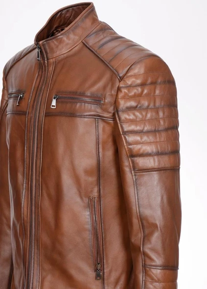 Spor Model Taba Renk Deri Mont - 6