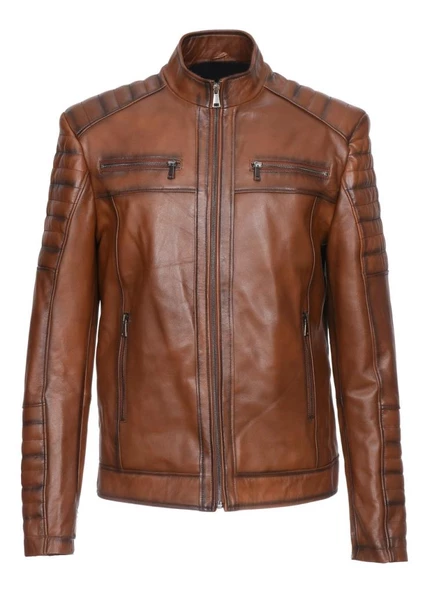 Spor Model Taba Renk Deri Mont - 4