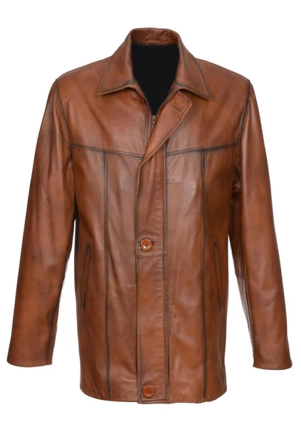 Taba Renk Erkek Deri Kaban Ceket Üstü - 5