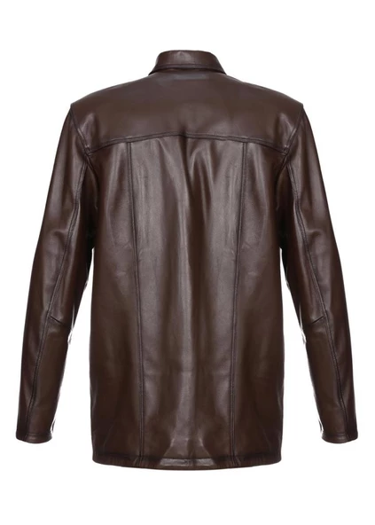 Fındık Renk Erkek Deri Kaban Ceket Üstü - 2