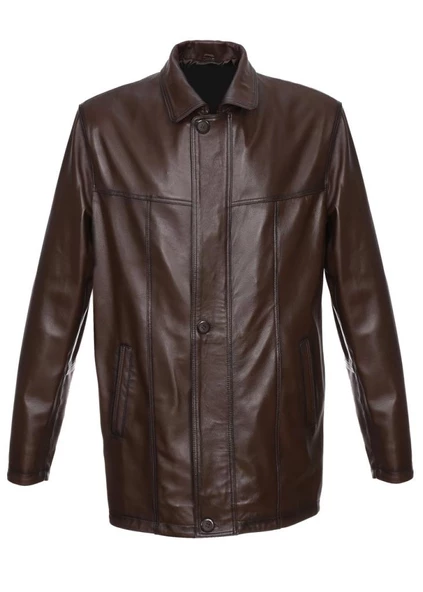 Fındık Renk Erkek Deri Kaban Ceket Üstü - 9